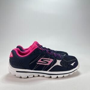 Skechers GOwalk 2 Flash Navy Hot Pink Goga Mat Shoes 13960 Women’s Size 7.5